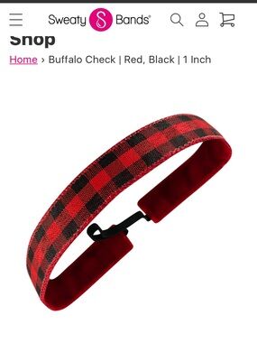 Sweaty Bands Red and Black Buffalo Check Headband and Black Claw Clip